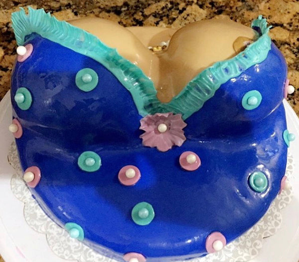 Boobs in a bra birthday cake